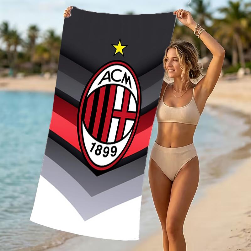 Beach Towel with Associazione Calcio Milan Pattern - soft,absorbent,machine washable Lightweight&Modern,swimming,Travel Essentials