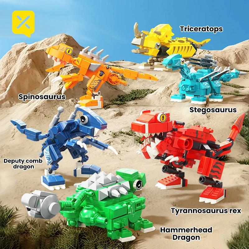 TOYLINX Dinosaur Building Blocks 691PCS Brick Toy 6 in 1 Education DIY Toys Robot for Children Kids Boy Birthday Christmas Gifts