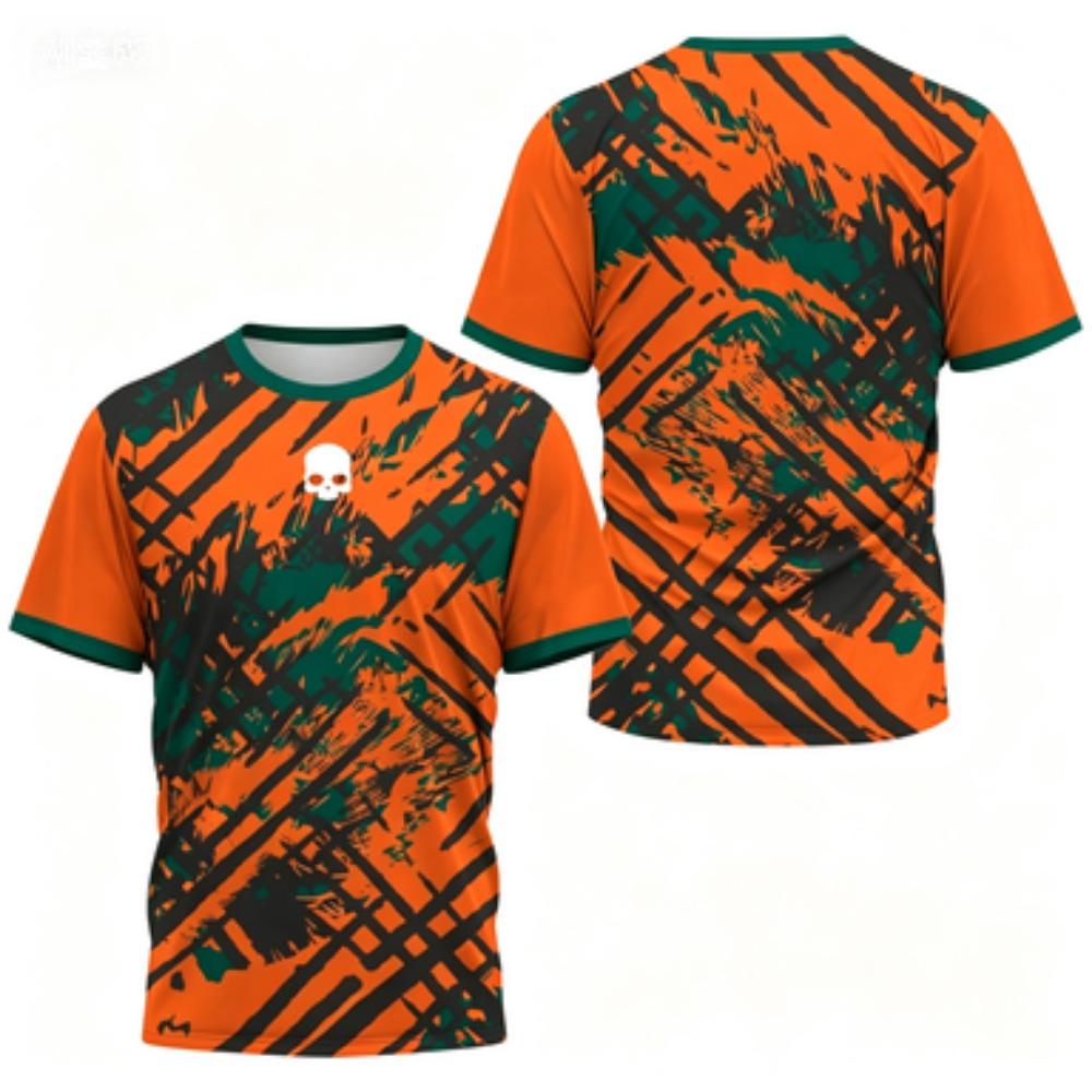 Men's T-shirt Round Neck Short Sleeved Color Printed Tennis Running Casual and Comfortable Outdoor Sportswear Top