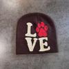 Paw Letter Dog Pattern Neutral Casual Warm Knitted Hat For Fall And Winter