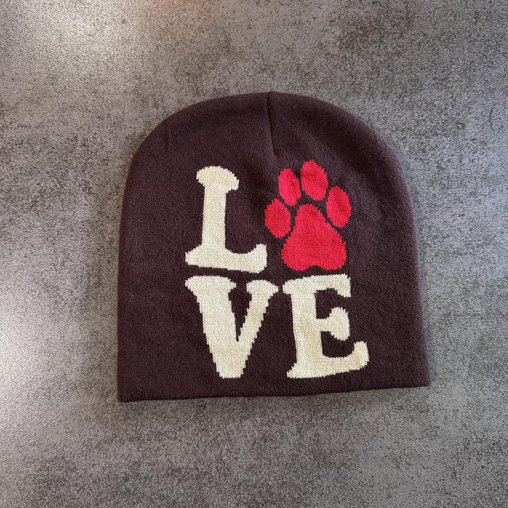 Paw Letter Dog Pattern Neutral Casual Warm Knitted Hat For Fall And Winter