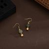 Hetian Jade Lily of The Valley Flower Ear Hook Light Luxury Retro Style Fashionable Personality High-end Ear Hook