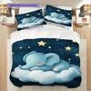 Elephant Pattern Bedding Quilt Set Quilt Cover Pillowcase Home Decoration Birthday Gift (1 * Duvet Cover + 2 * Pillowcase, Without Core)