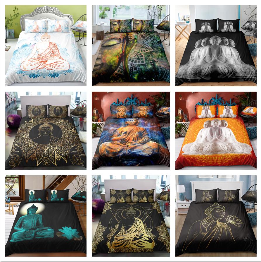 

Комплект постельного белья Buddha Creative Print Индивидуальный дизайн Чехол для одеяла и наволочка Полноразмерное украшение из микрофибры Удобное украшение дома