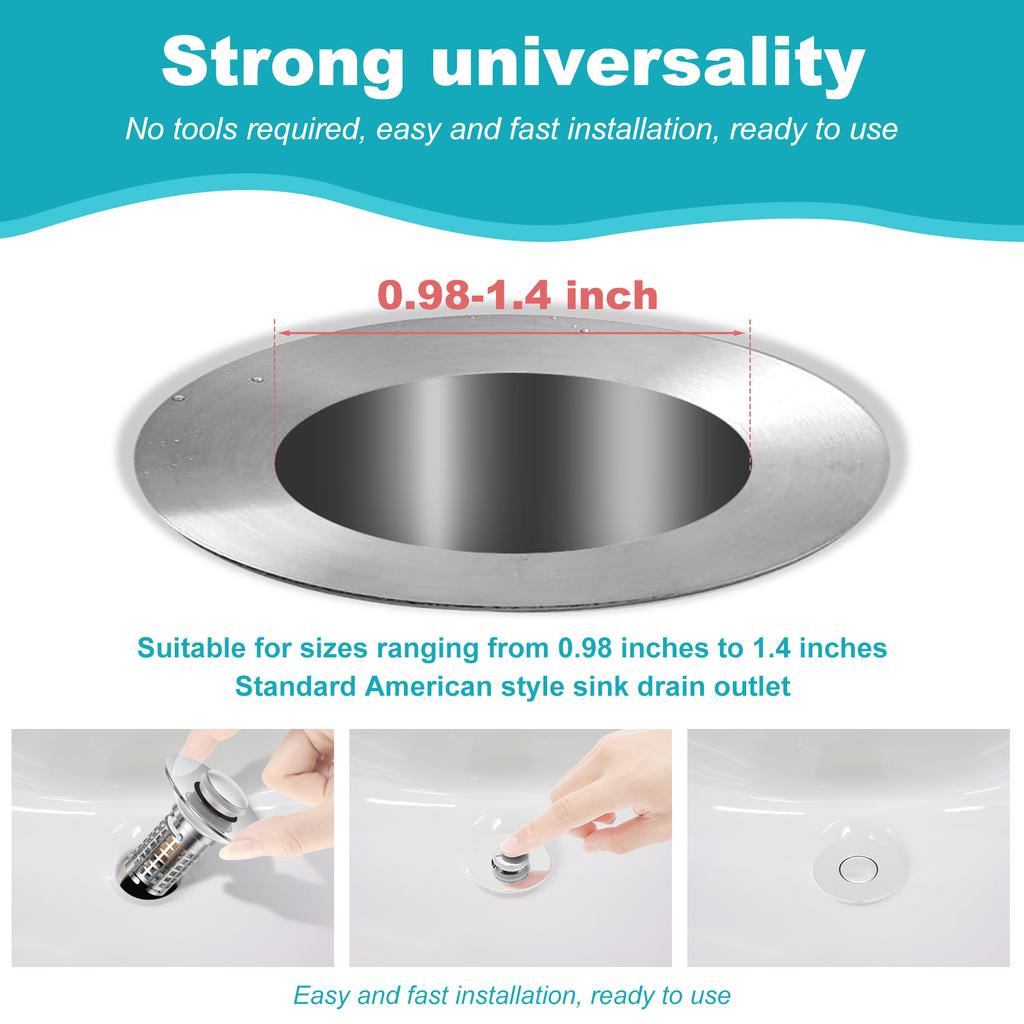 2 Stück Badezimmer-Waschbeckenstöpsel Edelstahl 3-in-1 Universeller Filterkorb Haarfänger Pop-Up Spülbecken-Abfluss-Sieb für Küche
