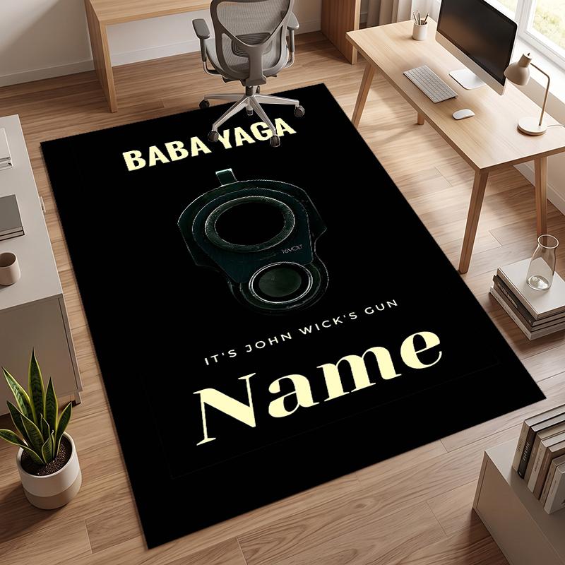 Baba Yaga John Wick (1) Personalized Name Office Carpet Stylish Decor for Living Room Bedroom Kitchen