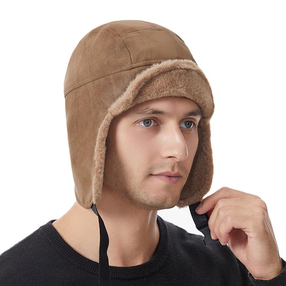 Thick Bomber Hat Plush Ushanka Fur Hat Outdoors Ski Russian Cap  Riding