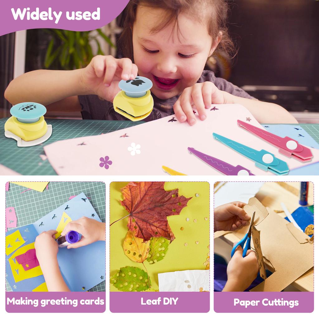 Children's DIY Punching Machine Craft Set Educational Craft Scissors Set Portable Craft Punching Machine Set Crafts
