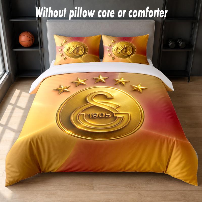 Set Biancheria da Letto Design Galatasaray FC 1 Copripiumino + 2 Federe Morbido Traspirante Biancheria da Letto per la Casa