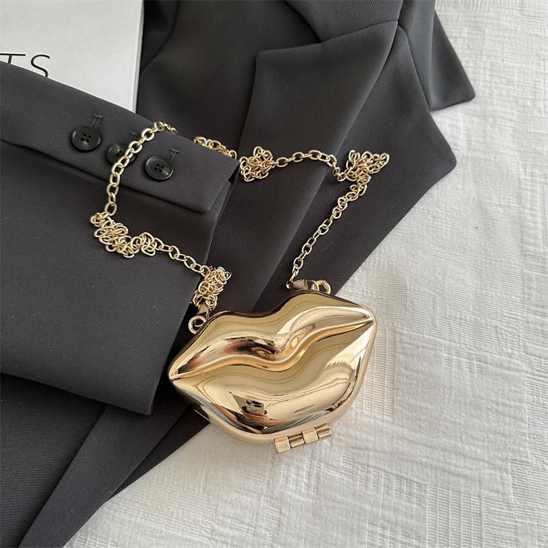 

Модная и стильная маленькая сумка на одно плечо в форме сердца золотого и серебряного цвета для повседневной носки Lip Gold