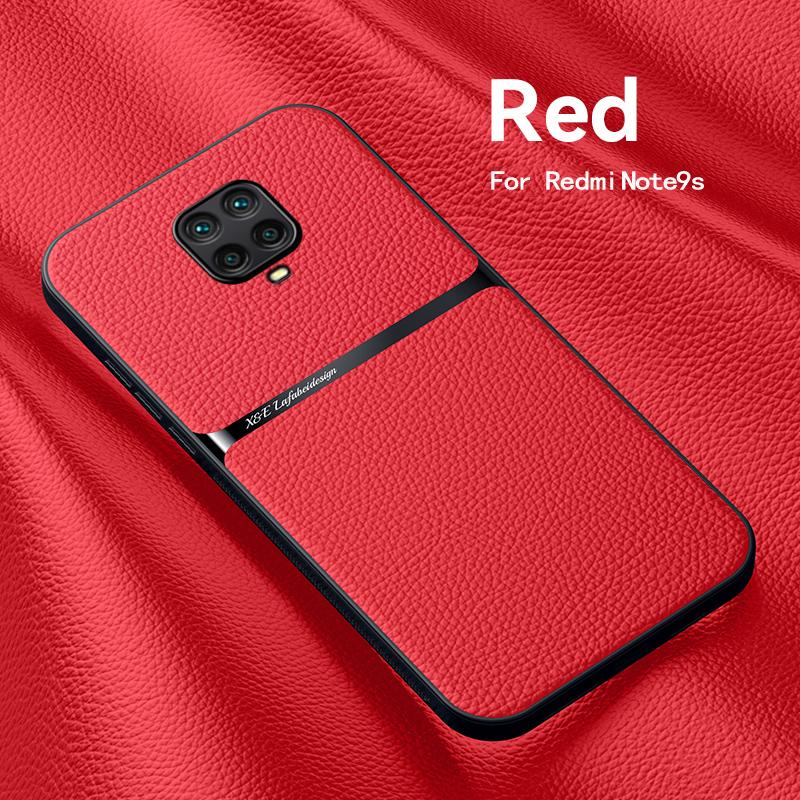 

Для Xiaomi Redmi Note 9 Pro Чохол Шкіряний Магнітний Чохол для Телефону Для Redmi Note 9S 9Pro Max Note9S Вбудована Металева Пластина Задня Кришка Redmi Note 9S червоний
