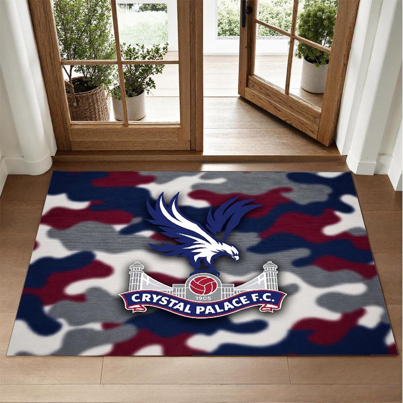 Crystal Palace Football Design Crystal Velvet Rug Soft Decorative Mat for Bedroom Entrance