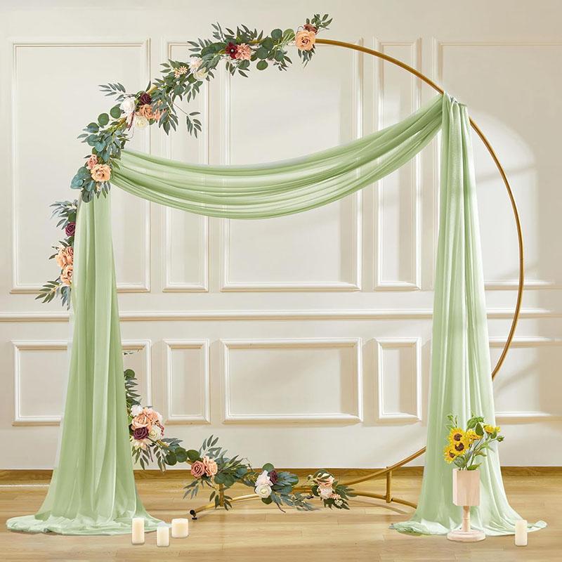 Dark Green Chiffon Wedding Arch Draping Fabric Sheer Curtains Drapery Ceremony Reception Backdrop Curtain Party Swag Christmas