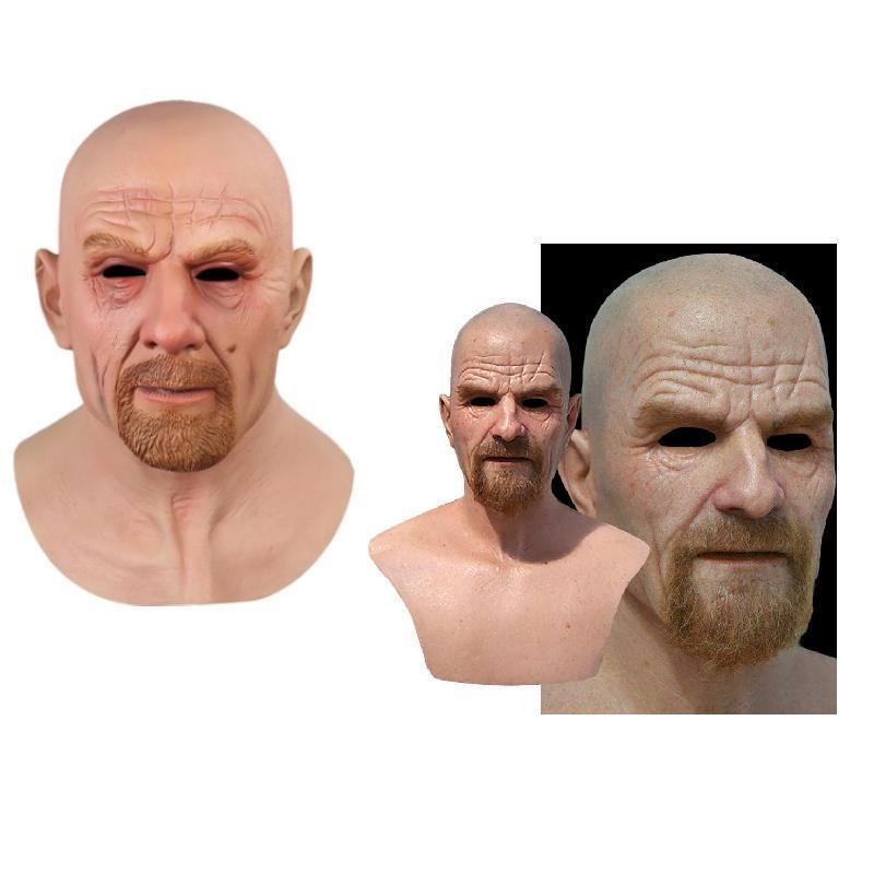 Breaking Bad White Mask Latex Bald Head Old Man Halloween Cosplay Prop