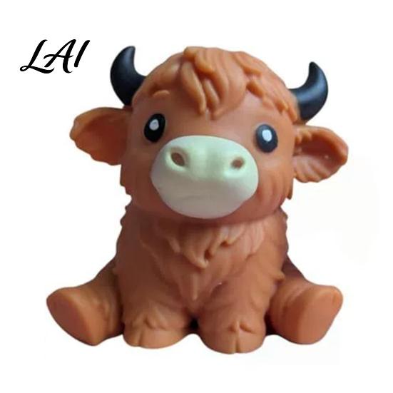 Highland Cow Sensory Toy Squeeze Anxiety Relief Sitting Cattle Stress Hand Soft
