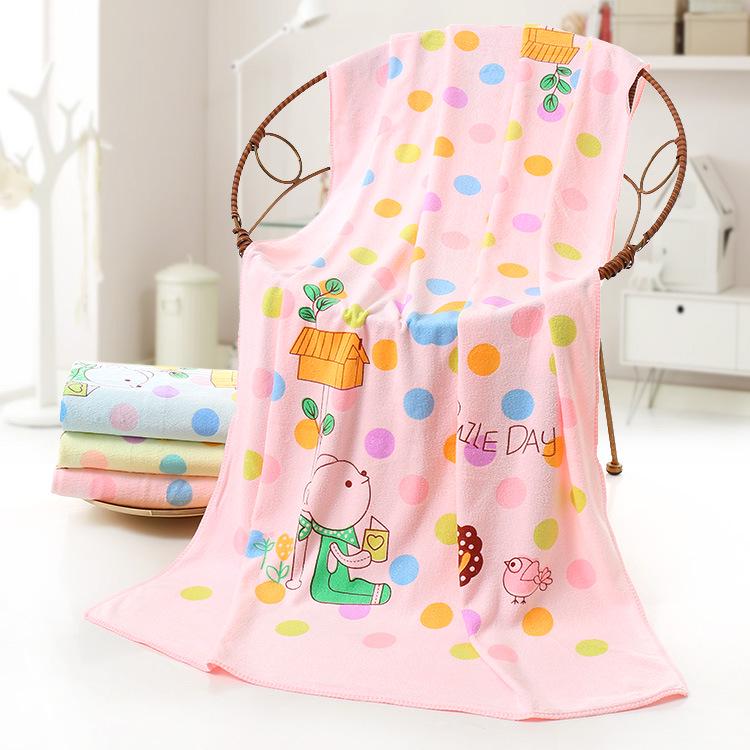 Microfiber Quick-Dry Absorbent Kids  Cartoon Print Bath & Beach Towel Wrap 70x140