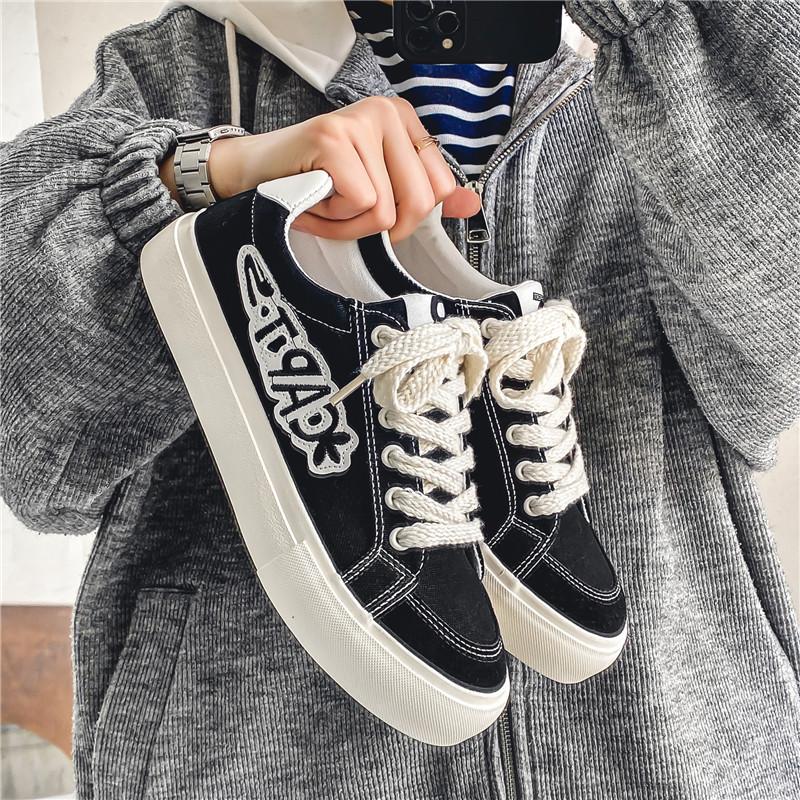 

Canvas shoes summer new casual platform black board shoes sports trendy shoes 39 чёрный