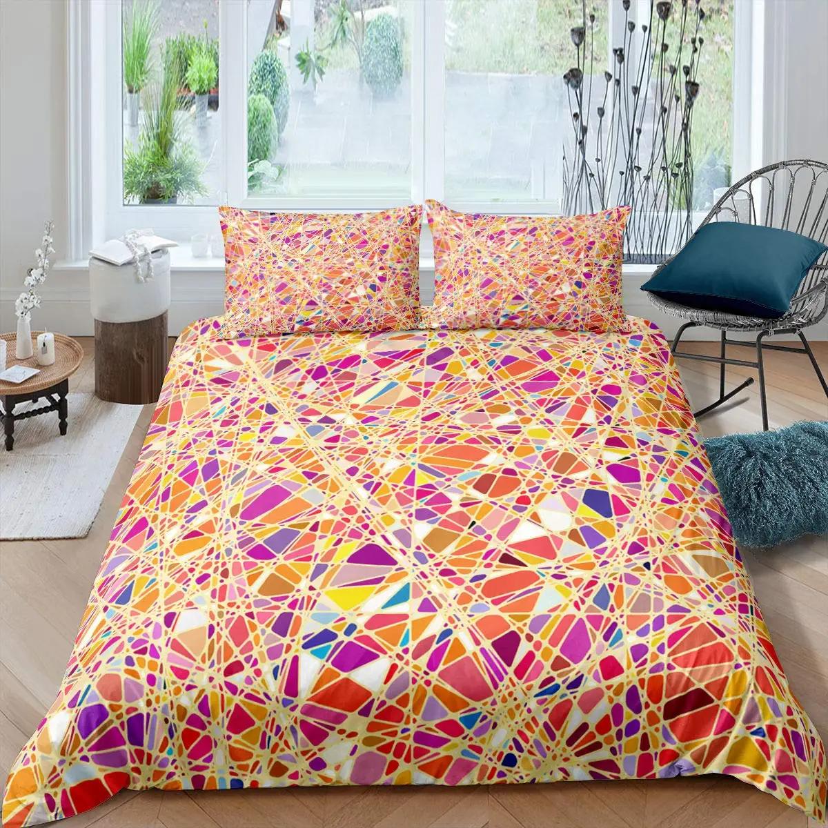 

Красный светящийся полигональный сетчатый узор, комплект постельного белья, пододеяльник с наволочкой, пододеяльник, черный чехол для одеяла 135x200cm 2pcs