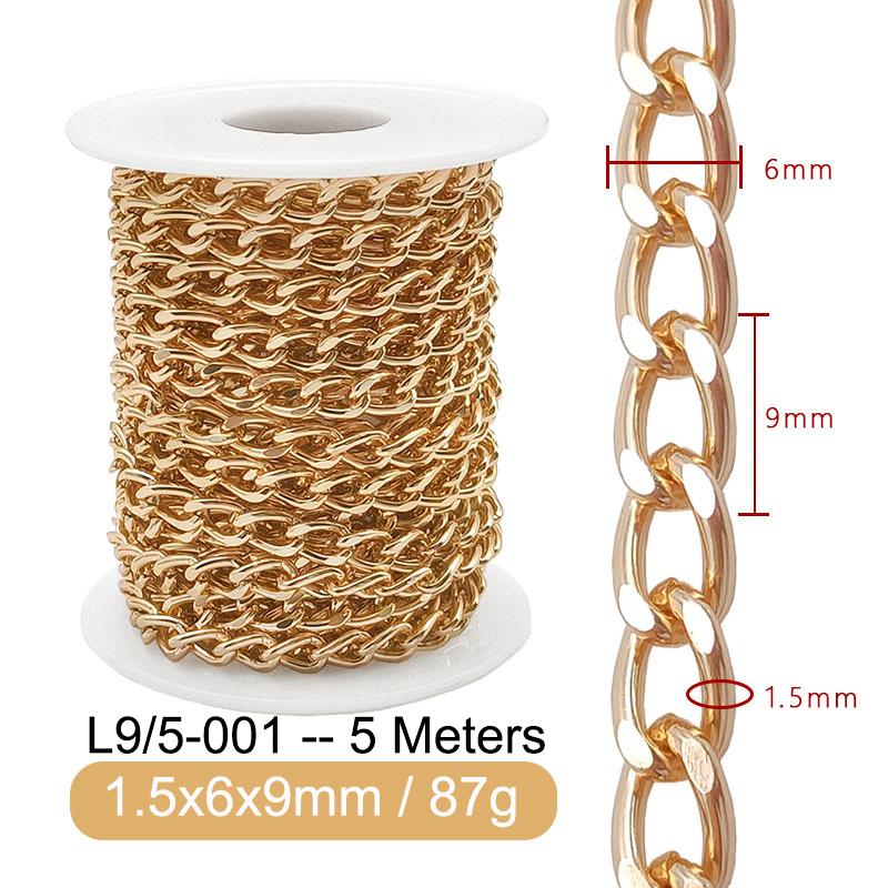 5M Metal Aluminum O-Shaped Chains Twist Chain for DIY Necklace Bracelet Jewelry Making Clothing Bag Component Accessory Supplies
