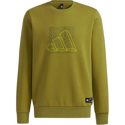 Solid Color Logo Print Long Sleeve Pullover Sweatshirt Men Tops Green GP1858