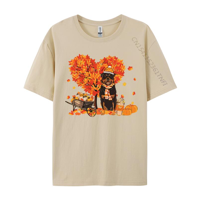Rottweiler Rottie Autumn Tree Fall Tshirt Unisex Printed Tshirts Gifts Tees Shirt Male Cotton Clothing