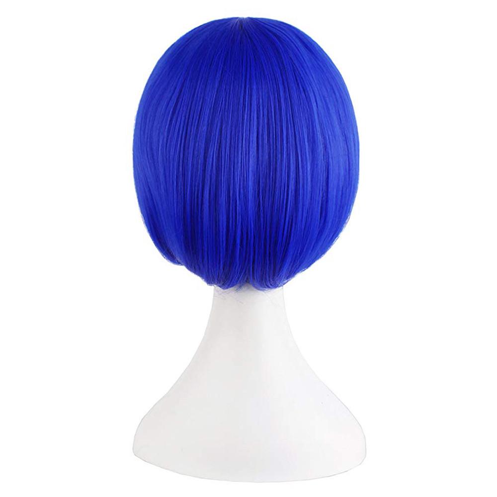 Fashion Girl Natural Short Straight Wigs  Bangs Wigs Navy Blue-Ladies