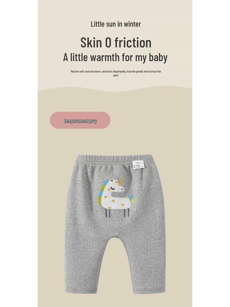 2025 Autumn/Winter Toddler Girls' Fleece-Lined Leggings 0-3 Years