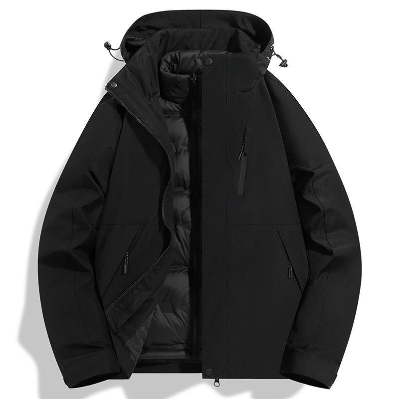 Men's Autumn/Winter Windproof 3-in-1 Down Jacket - Warm, Velvet-Lined Sports Coat