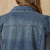 MAXZA Denim Vest With Check And Ruffle Trimming