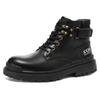Trend Boots Men's Lace-up Thick-soled Wear-resistant Work Boots Fashion Casual Leather Boots High-top Outdoor Motorcycle Boots
