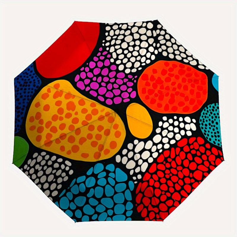 

1pc Colorful Dots Pattern Automatic Open/Close Umbrella, Umbrella with cartoon Design, Portable Compact Umbrella for Men & Women, Good Holid