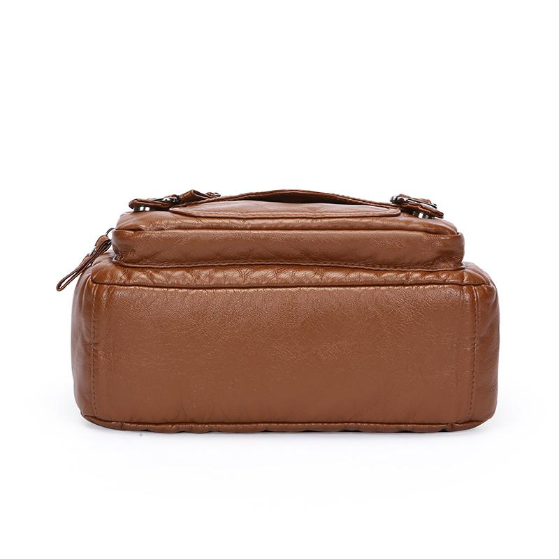 Skulderveske Stor Kapasitet Flerlags Mykt Skinn Dameveske Middelaldrende Og Eldre Morsveske