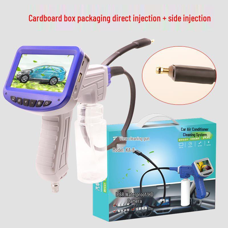 Tool-Free Detergent Cleaning Machine for Car AC: Pipe Endoscope, Ozone Cleaner, Gun Evaporator, Visual Disassembly.