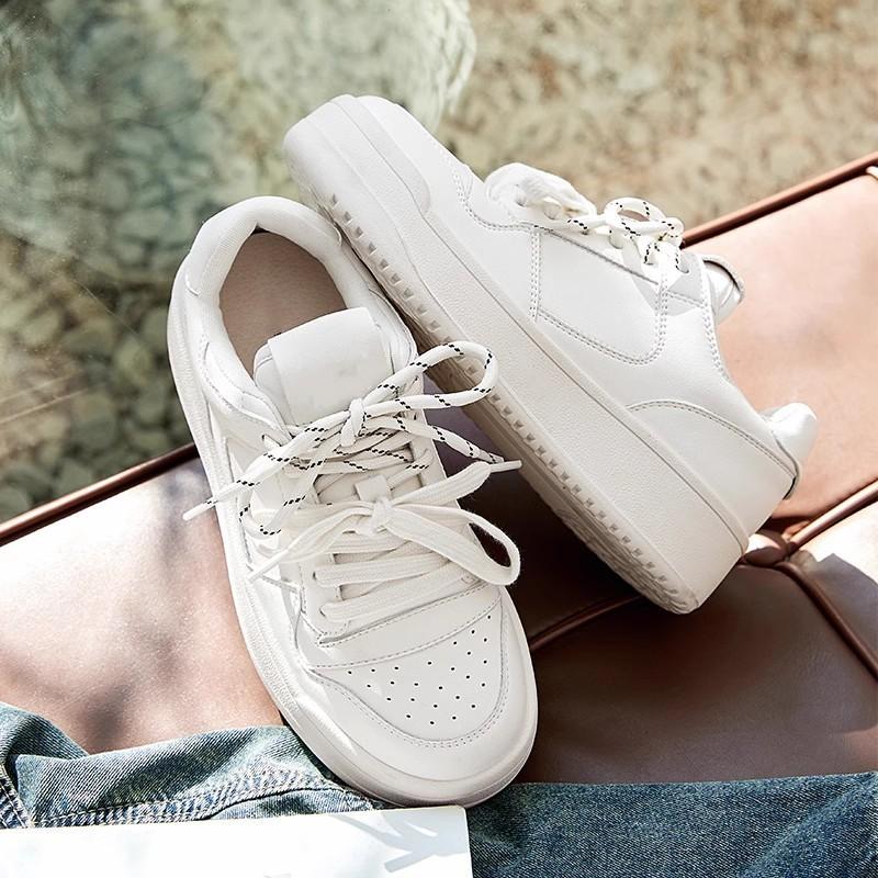 

[Армано] платформа белые туфли женская обувь 2025 весна мандариновая утка шнурки платформа повседневная обувь универсальные кеды 40 бежевый