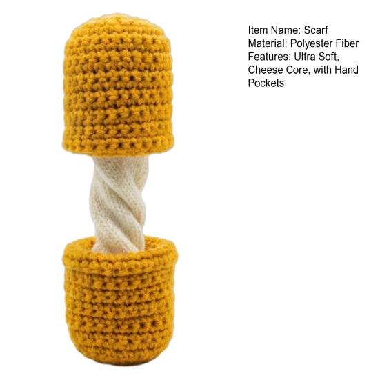 Scarf Ultra Soft Cheese Core Long Knitting Scarf with Warm Hand Pockets Winter Knit Scarf Cheese Lover