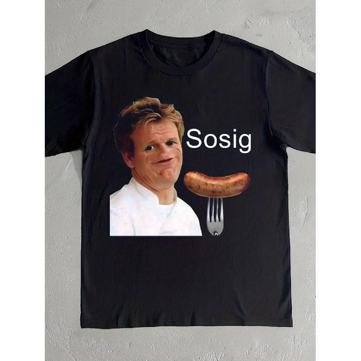 Humorous Chef T-Shirt Featuring The Gordon Ramsay Sausage Meme S чёрный