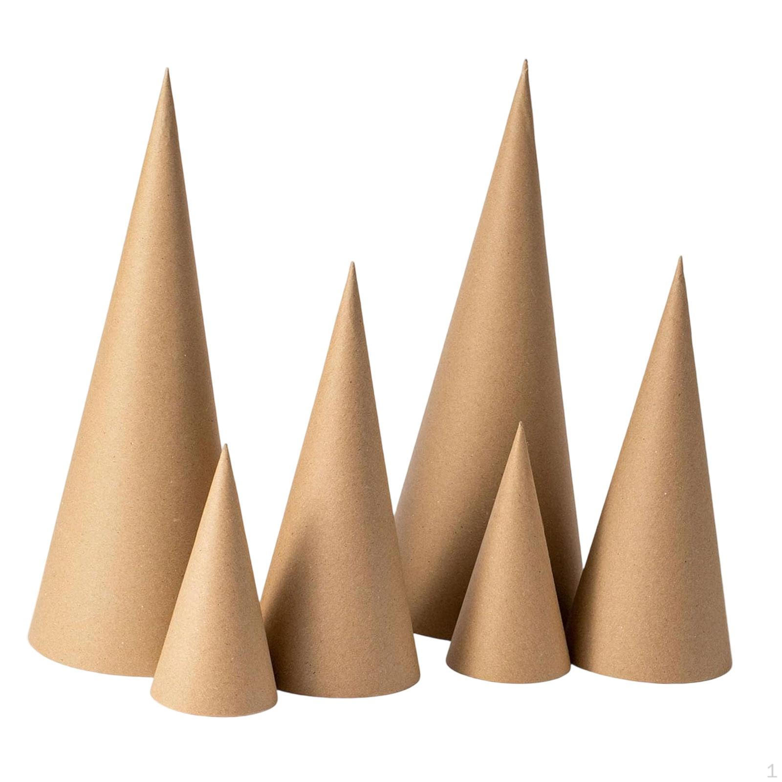 

6 Pieces Paper Mache Cones Cardboard Versatile Art Crafts Christmas Tree Decoration for 15cm 25cm 35cm