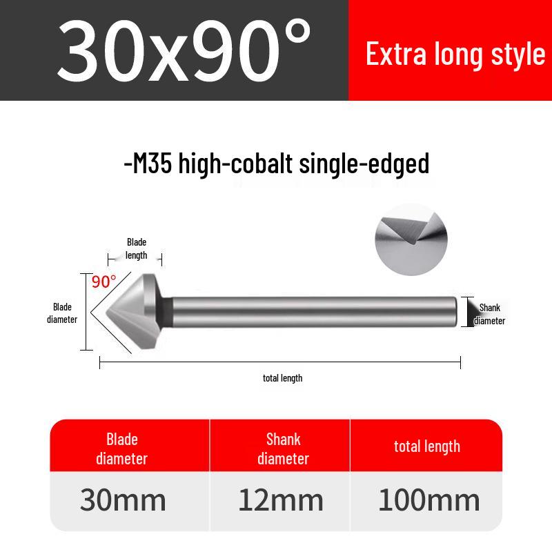 Cobalt Titanium-Plated Chamfering Drill for Stainless Steel - Single/Triple-Edge Countersink & Deburring Tool.