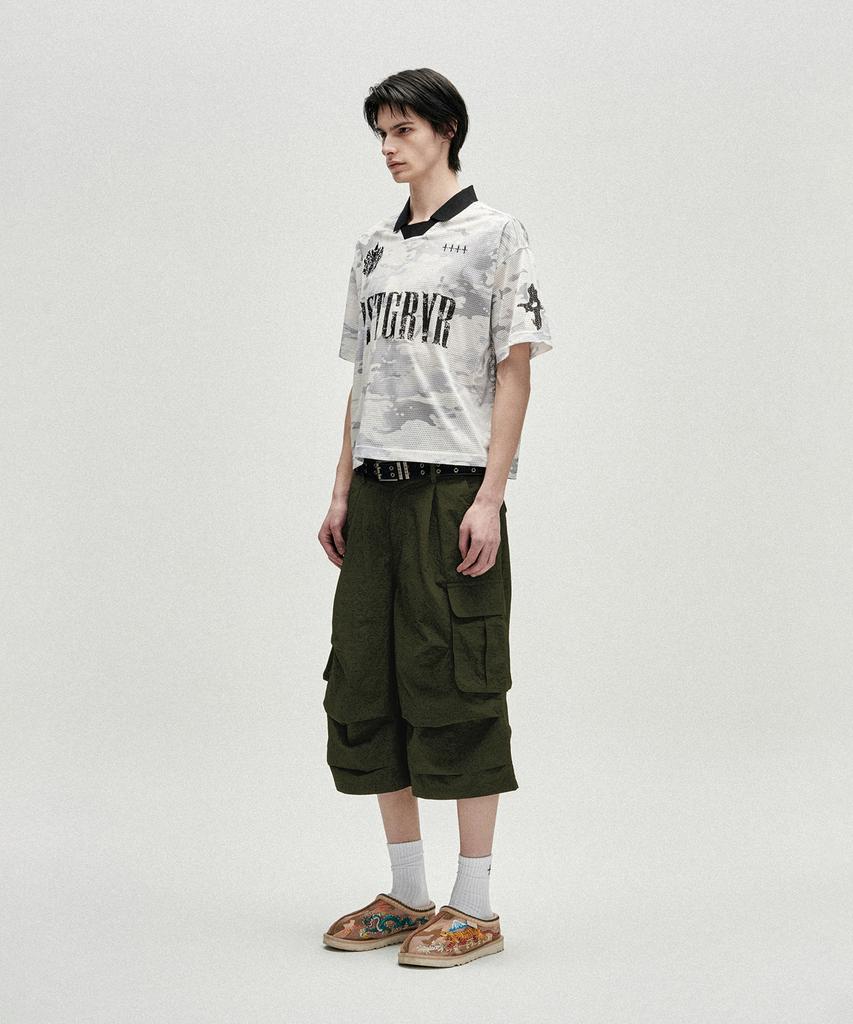 NOT4NERD Knee Tuck Parachute Cargo Bermuda Shorts - Khaki