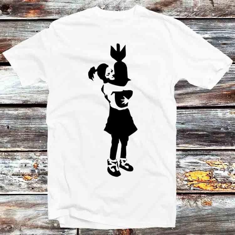 Banksy Girl Hugging Bomb T Shirt B1208 XL