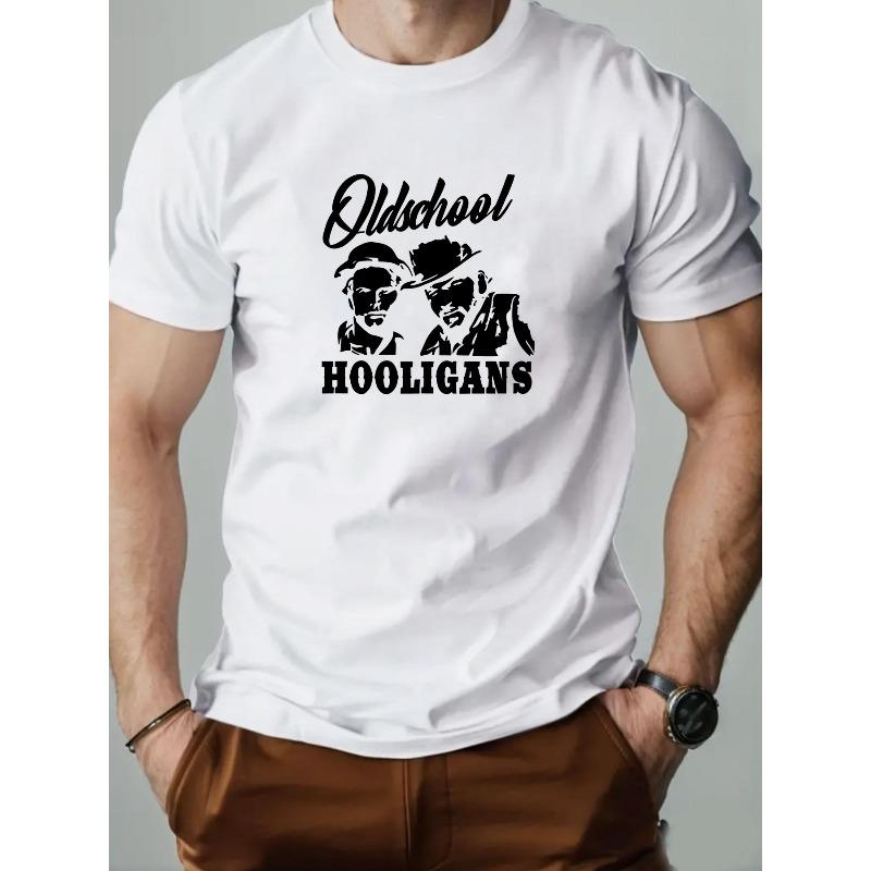 European Sizes Men'S Oldschool Hooligans Pattern Summer Casual Round Neck Short Sleeve T-Shirt