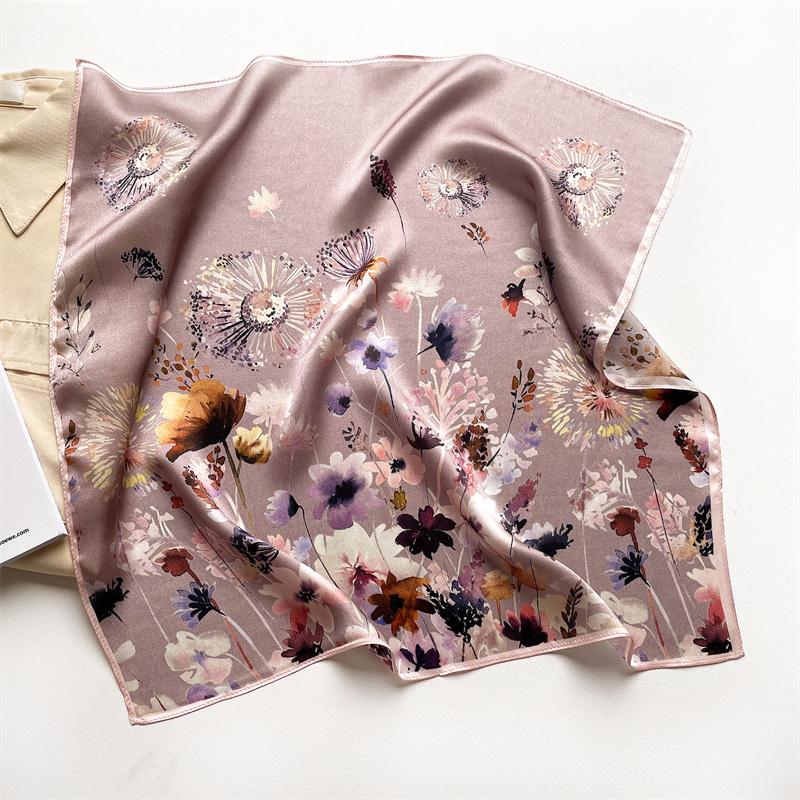 Fashion 100% Real Silk Scarf 53cm Square Bandelet Women's Silk Temperament Small Scarf Neck Decorative Wrap Printed Scarves