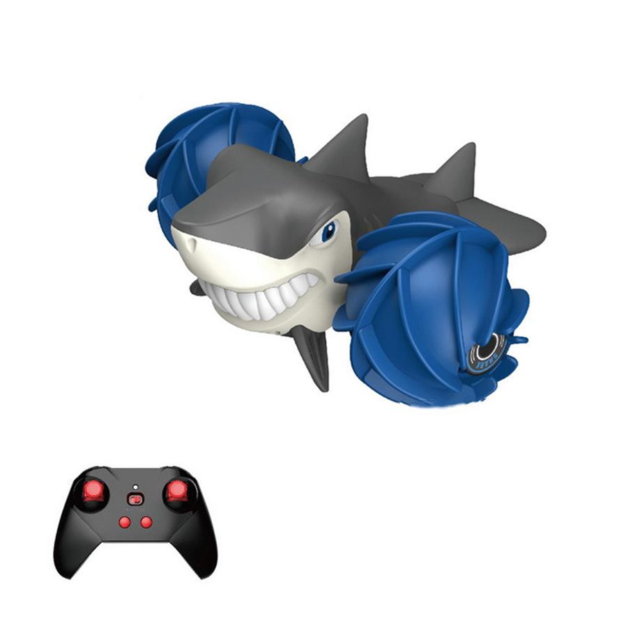 

1 шт., игрушка-акула с дистанционным управлением, радиоуправляемая машина-амфибия для детей, лодка с дистанционным управлением, водные игрушки для бассейнов и озер, автомобиль с дистанционным управлением, отличные подарки, игрушки серый