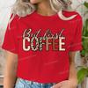 Gift For Coffee Lover Printed Tshirt But First Coffee Leopard Print Tshirt Crew Neck Leopard Coffee Graphic T Shirt For Unisex