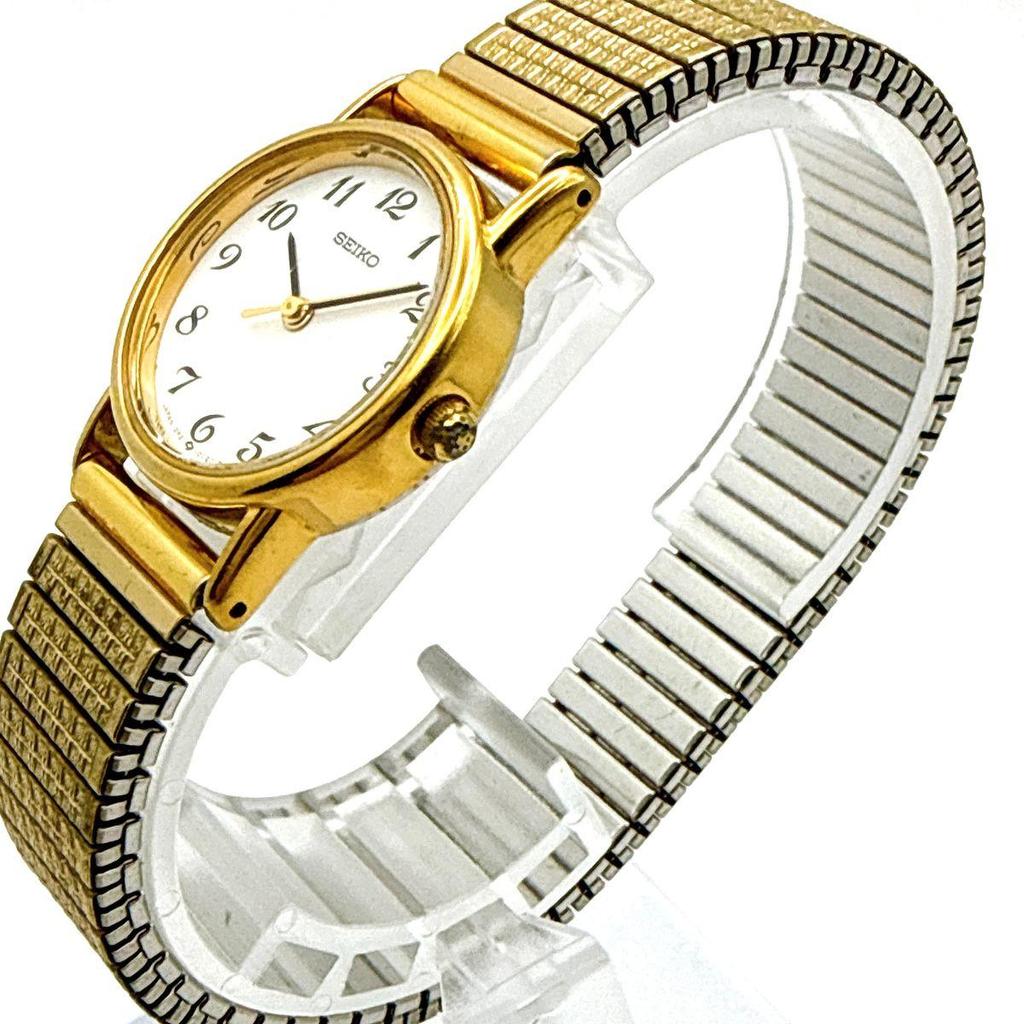 Used C143 [Vintage, Battery Replaced] SEIKO Gold-Tone Round Case Breguet Numerals Ladies Watch