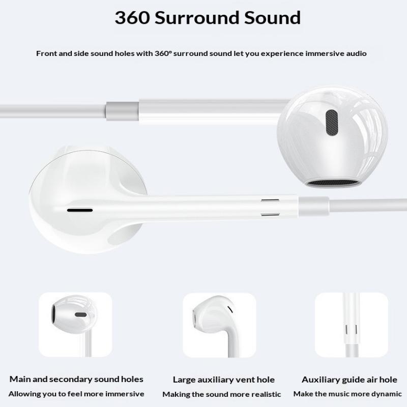 Type C Wired Earphones For Phone In Ear Earphones Wired Earbuds Laptops Tablet Headset