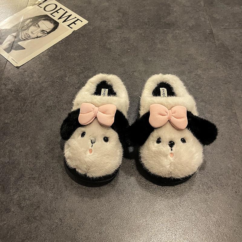 

Милые тапочки-собачки Мэнмэн Ча, осенние новинки, повседневная домашняя обувь с мехом для женщин 40-41 белый