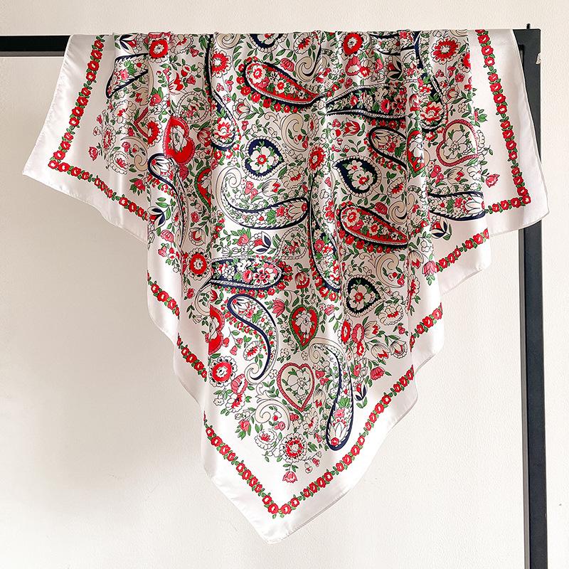 90 * 90cm New Silk Scarf Women'S Spring And Summer Decorative Scarf Sunscreen Travel Shawl Autumn And Winter Scarf Thin Edition