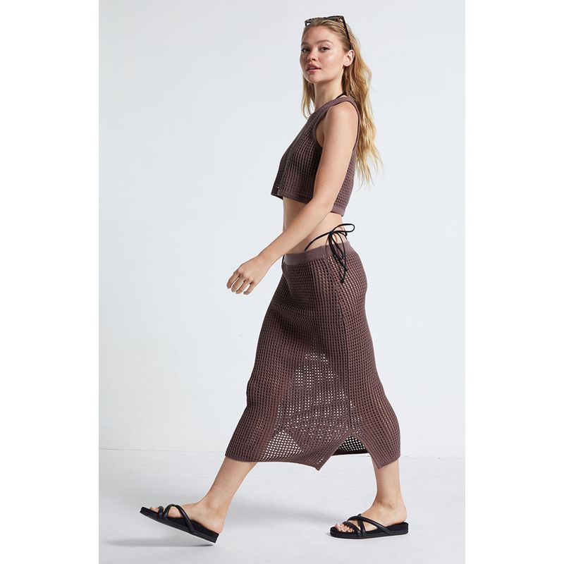 Beautiful Fashion Brand La-* Hearts Hollow Knitted Skirt Beach Skirt Seaside Vacation Midi dress Cotton Knitted
