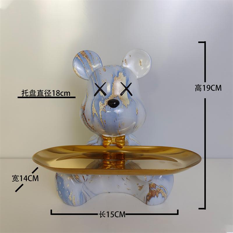 [2025 New] Cartoon Bear Tray Decor - Luxury Entryway Key Organizer, Multi-Function Resin Catchall for Living Room